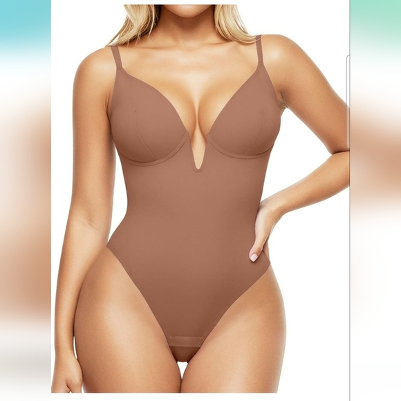 Popilush Light Brown Shapewear Tummy Control Corset Bodysuit Size Small - Picture 1 of 11